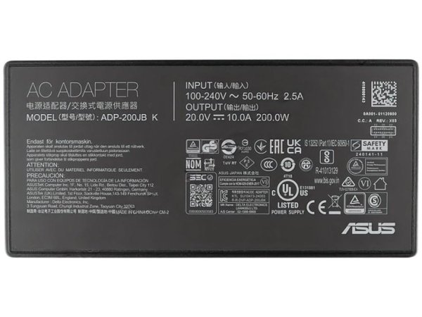 Origineel 200W Asus ROG Zephyrus G16 GA605 GA605WV Rectangle Conn Adapter Voeding Oplader + Netsnoer