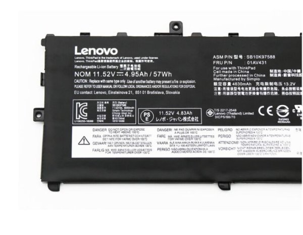 57Wh Lenovo ThinkPad X1 Carbon 6th Gen 20KH0079FR Accu
