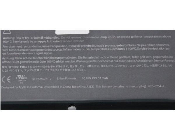 63.5Wh Accu Batterij voor Apple 661-5229 661-5391 661-5557