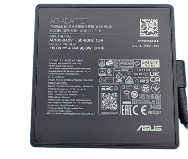 19V 4.74A 90W Asus ZenBook Pro 14 UX450FD Adapter Oplader + Netsnoer