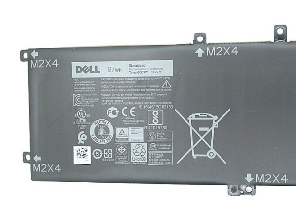 6-Cell 8333mAh 97Wh Dell XPS 15 9560-NGG9X Accu Batterij